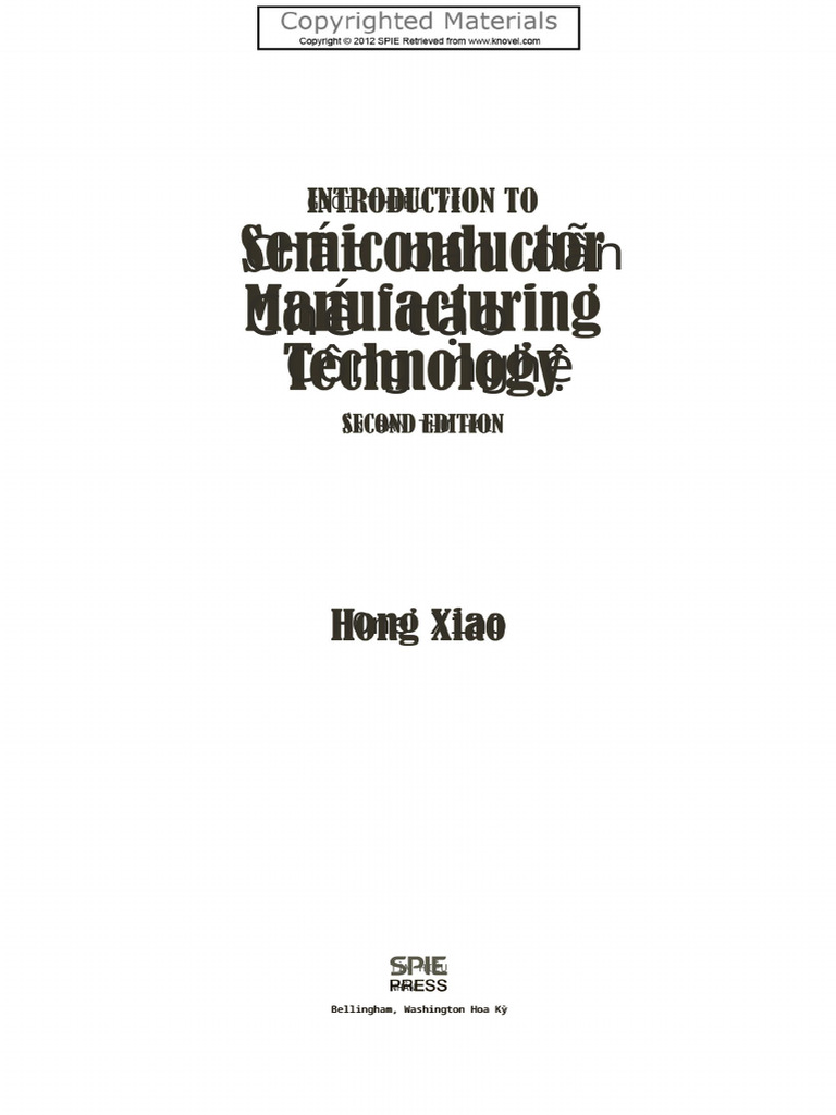 Xiao, Hong - In1-100 Troduction To Semiconductor Manufacturing ...