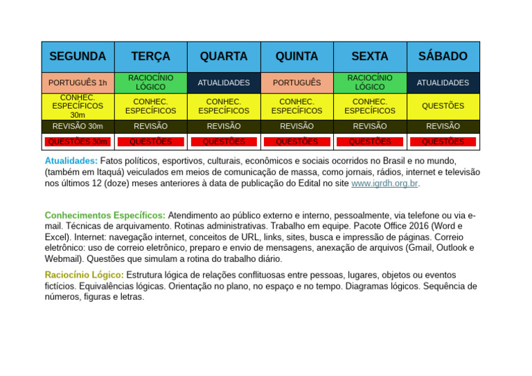 Plano de Estudos para Concursos | PDF