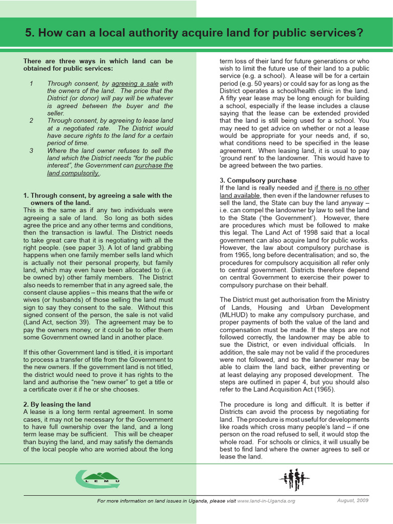 Compulsory Acquisition Doc 5 How Local Authority Can Acquire Land | PDF ...