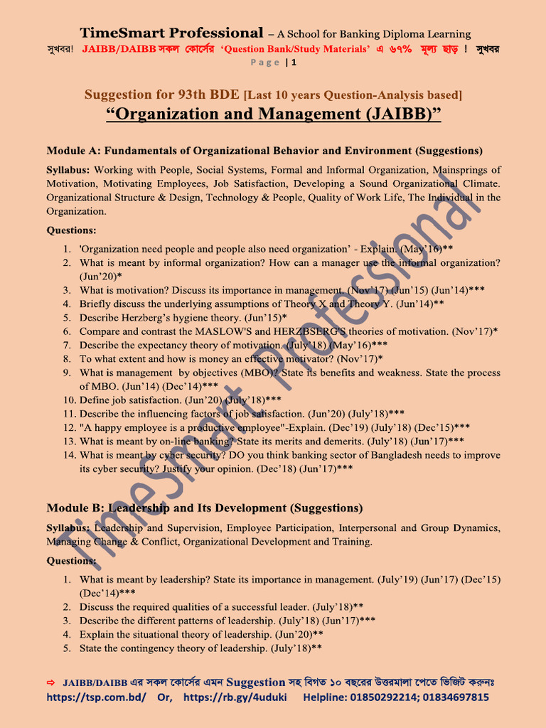 'Organization and Management (JAIBB) ' Suggestions For 93th BDE by TSP ...