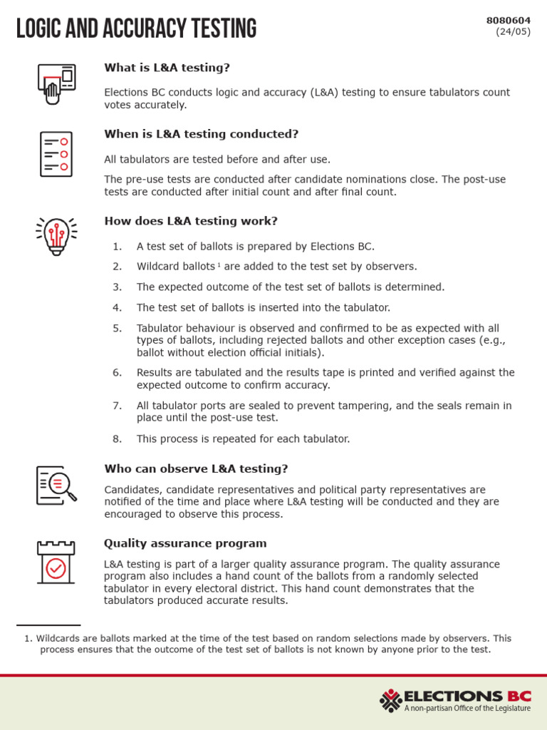 Logic and Accuracy Testing in Elections | PDF | Elections | Voting