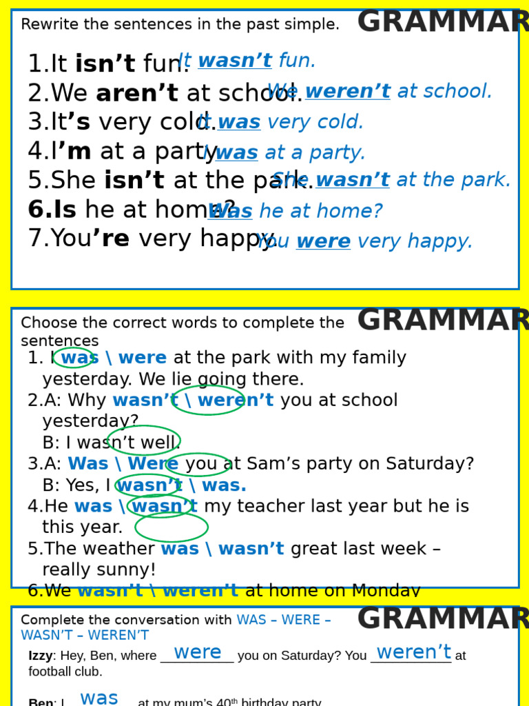 Workbook Tasks Past Simple to BE | PDF