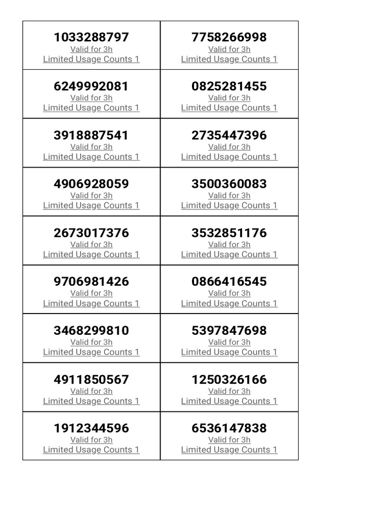 Free WiFi Voucher Codes List | PDF