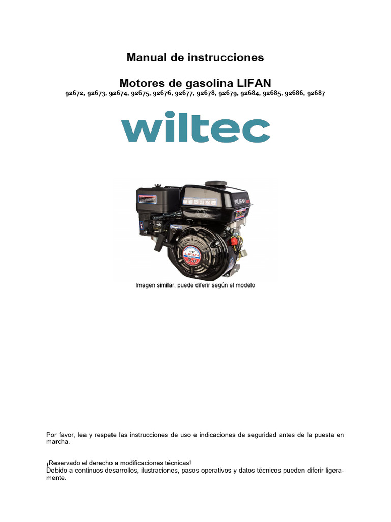 Manual de Motores LIFAN 92672-92687 | PDF | Cambiar | Tornillo
