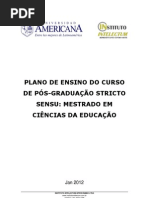 PROGRAMA MESTRADO EM CIÊNCIAS DA EDUCAÇÃO