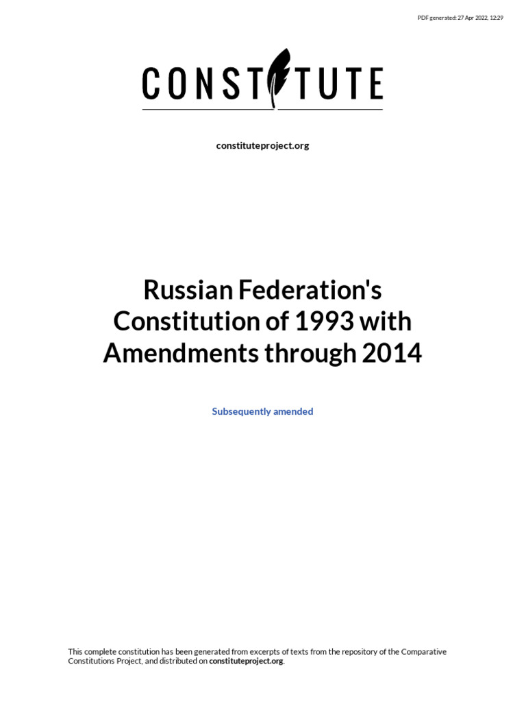 Russian Federation | PDF | International Law | Treaty