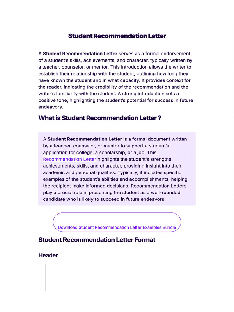 Recommendation Letter | PDF