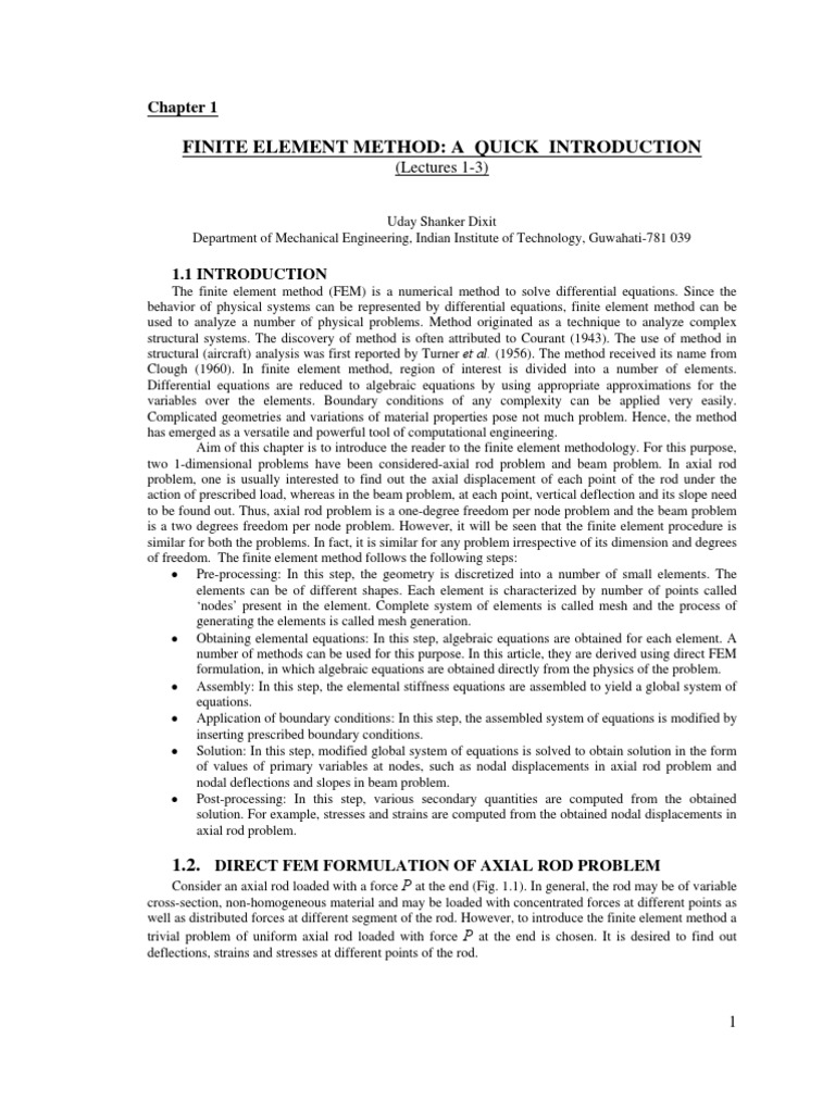Introduction to Finite Element Method | PDF | Finite Element Method ...