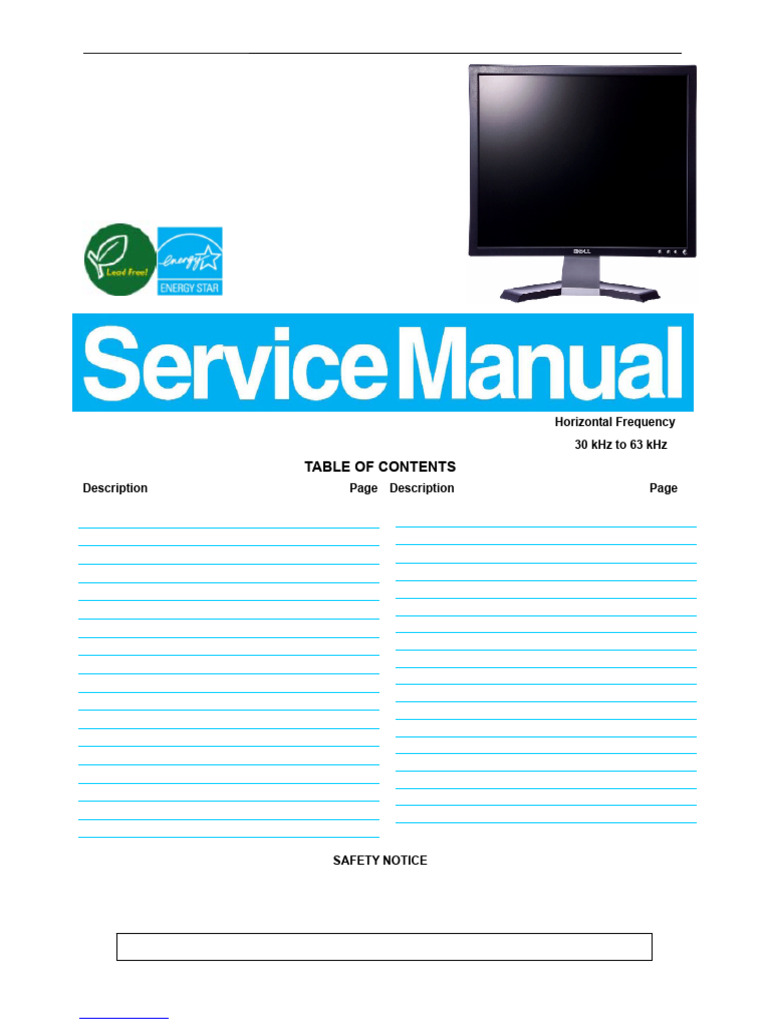 Dell E157FPc Monitor Service Manual | PDF | Computer Monitor | Liquid ...
