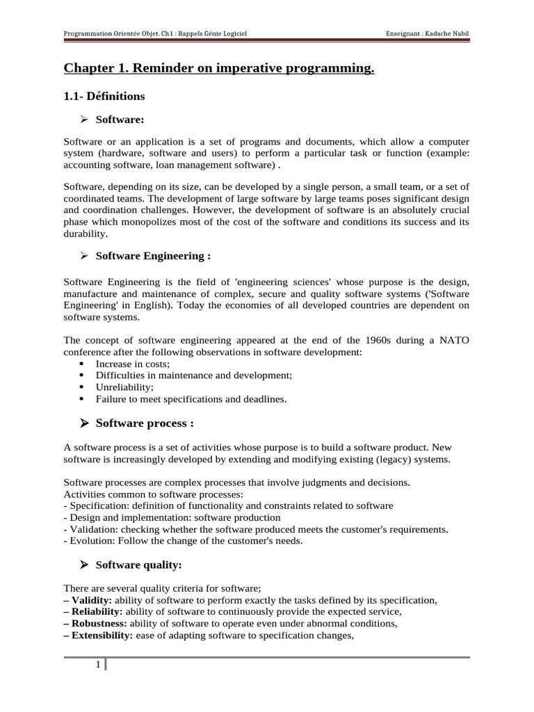 Chapter 1 Reminder On Imperative Programming | PDF | Programming ...