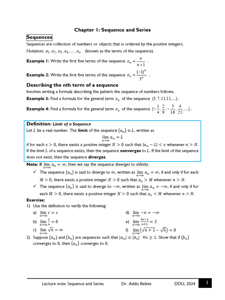 Sequence and Series Lecture Notes | PDF | Sequence | Series (Mathematics)