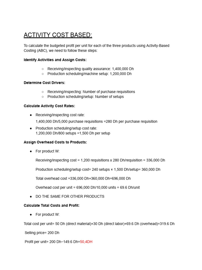 Activity Cost Based | PDF | Technology & Engineering