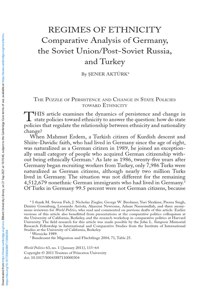 Regimes of Ethnicity Comparative Analysis of Germany The Soviet