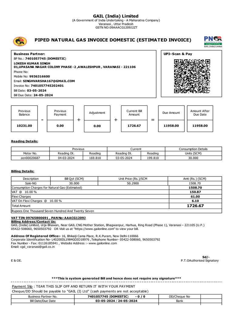 GAILGasInvoice 7401057745 214750 | PDF | Liquefied Petroleum Gas | Cheque