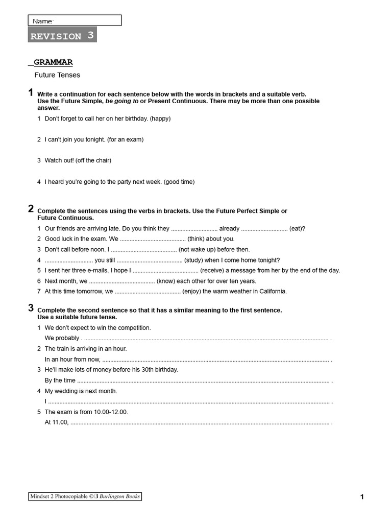 Future Tenses Grammar Exercises | PDF | Linguistic Morphology | Grammar