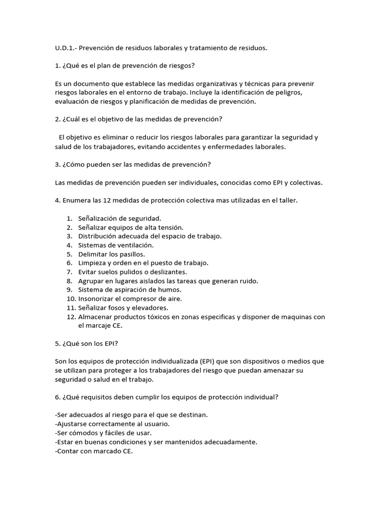 Prevención y Tratamiento de Residuos Laborales | PDF | Residuos ...