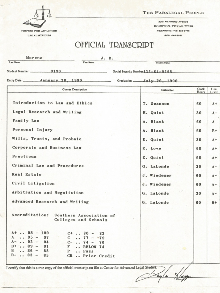 Paralegal Transcript | PDF