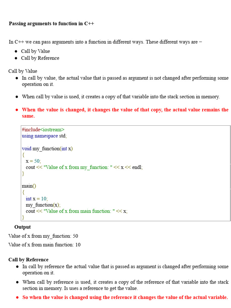 Passing Arguments To Function in CPP - Docx-1 | PDF | Parameter ...