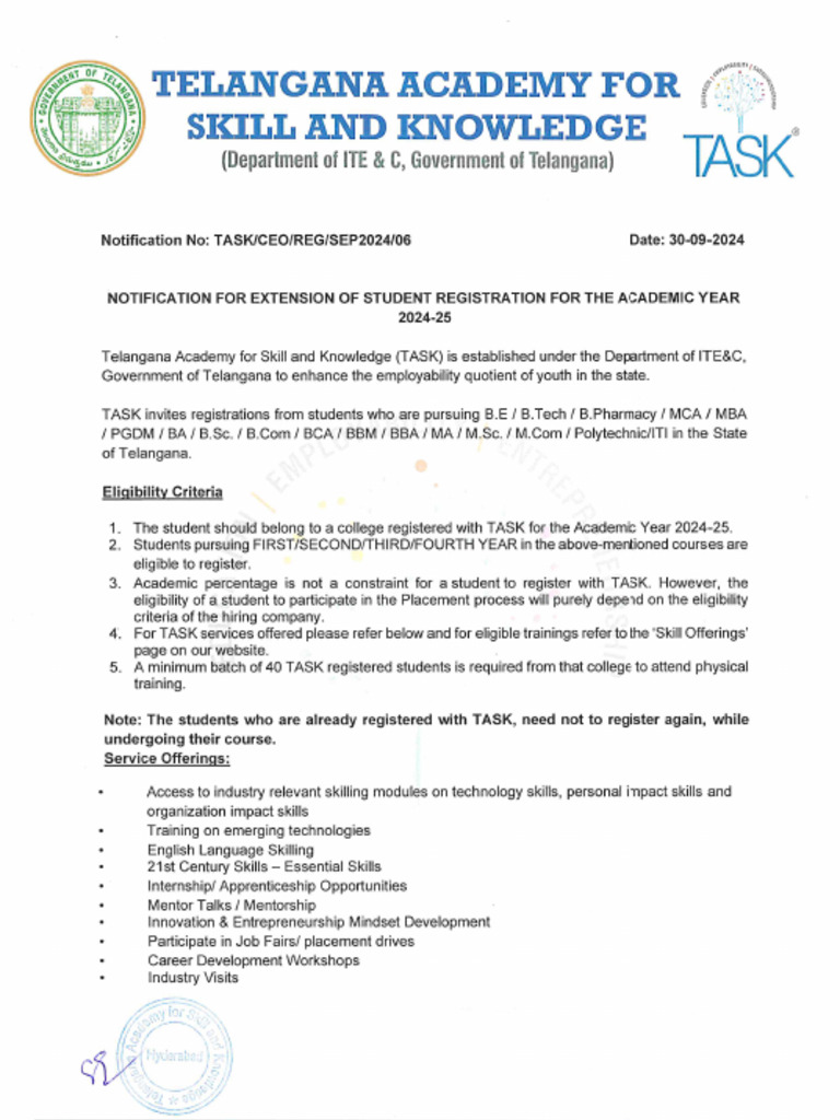 Notification For Extension of Student Registration For The Academic ...