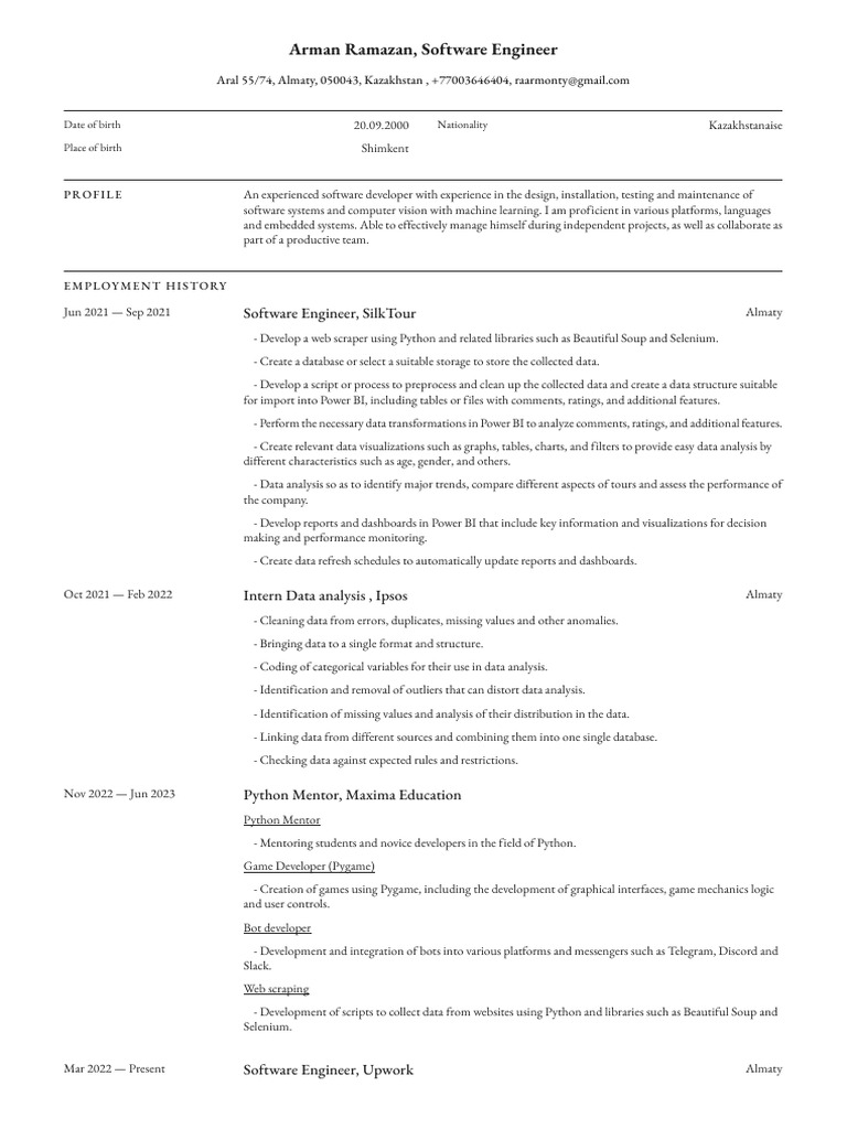 Software Engineer & Data Analyst Profile | PDF | Data | Internet Bot