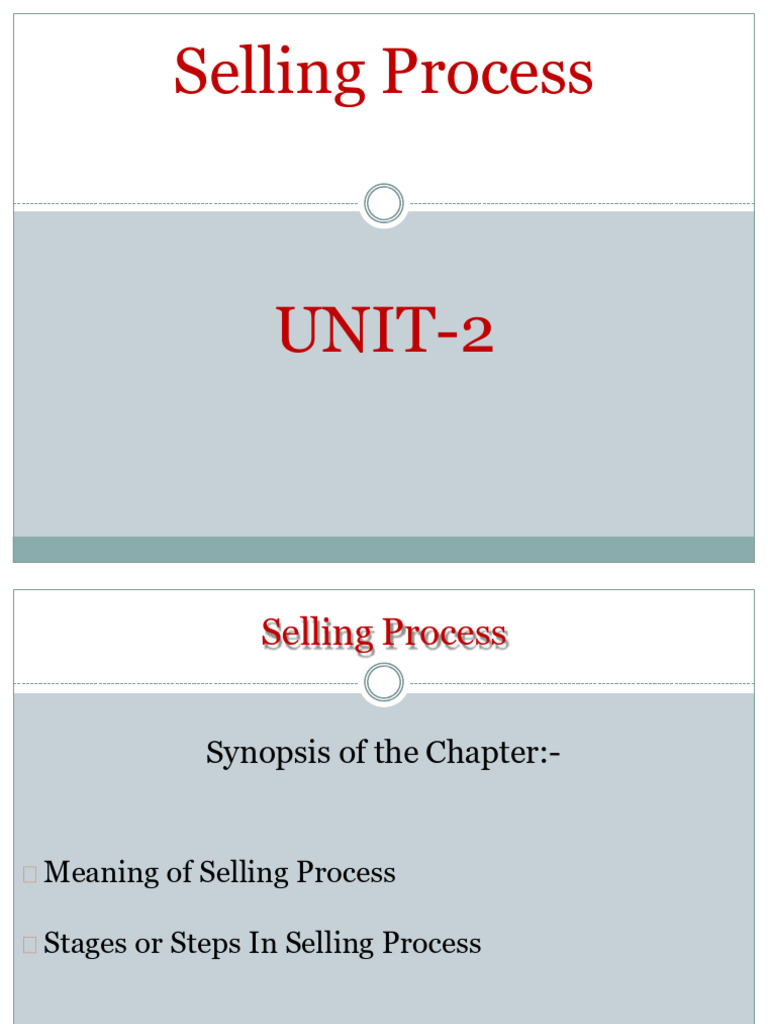 Unit-3 Selling Process | PDF | Sales | Prospecting