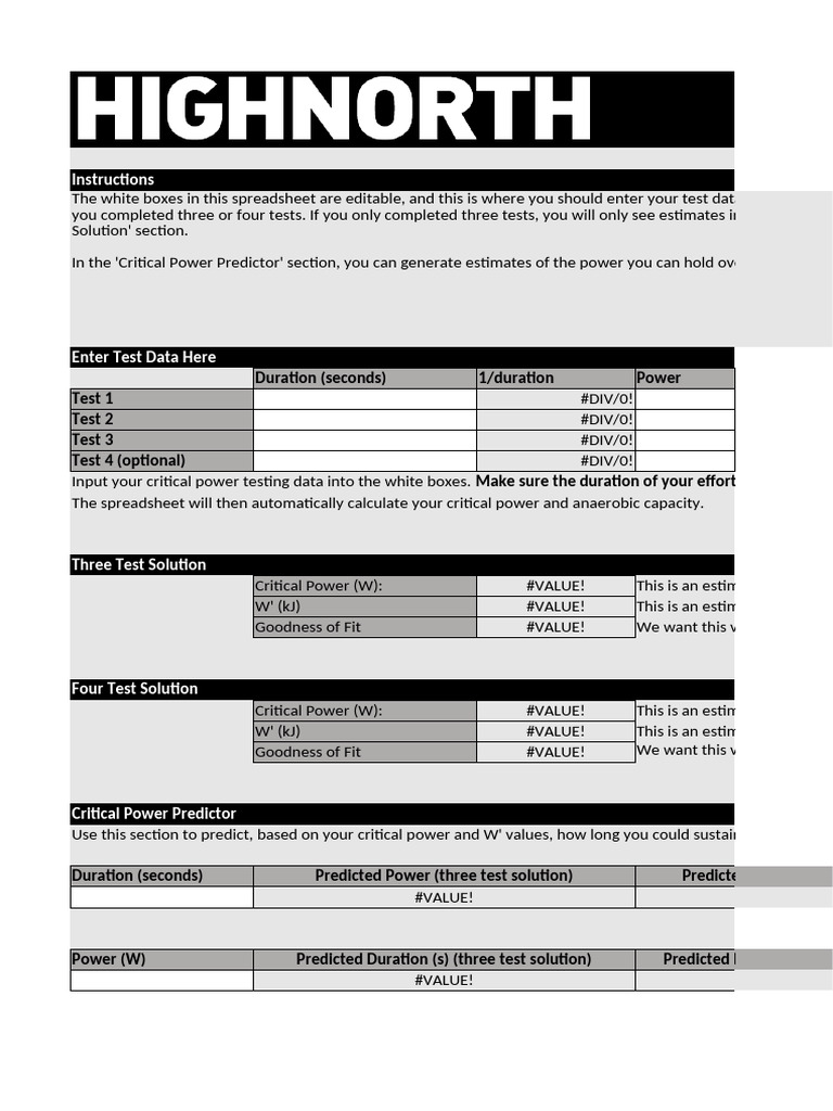Critical Power Calculation Guide | PDF | Spreadsheet | Applied Mathematics