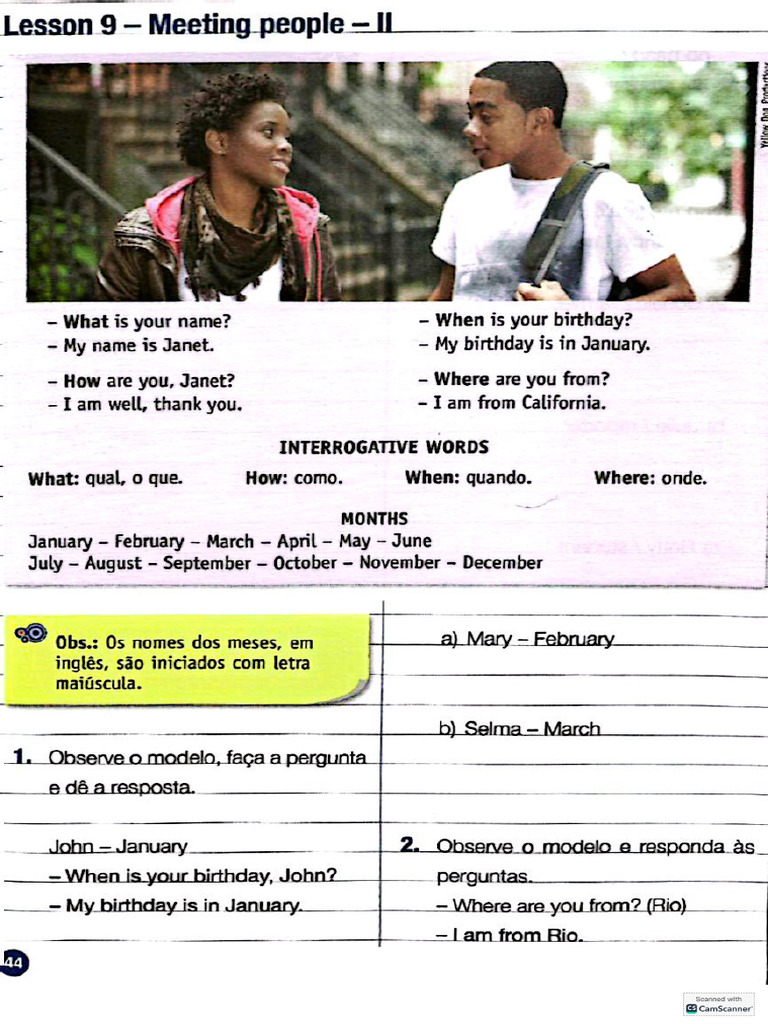 Atividade de Inglês - Lesson 10 | PDF