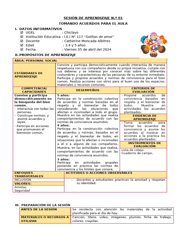 Carátula de Sesiones de Aprendizaje | PDF | Las emociones | Aprendizaje