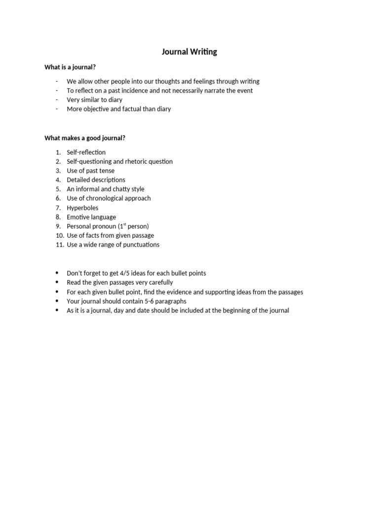Journal Writing Guide | PDF | Language Arts & Discipline