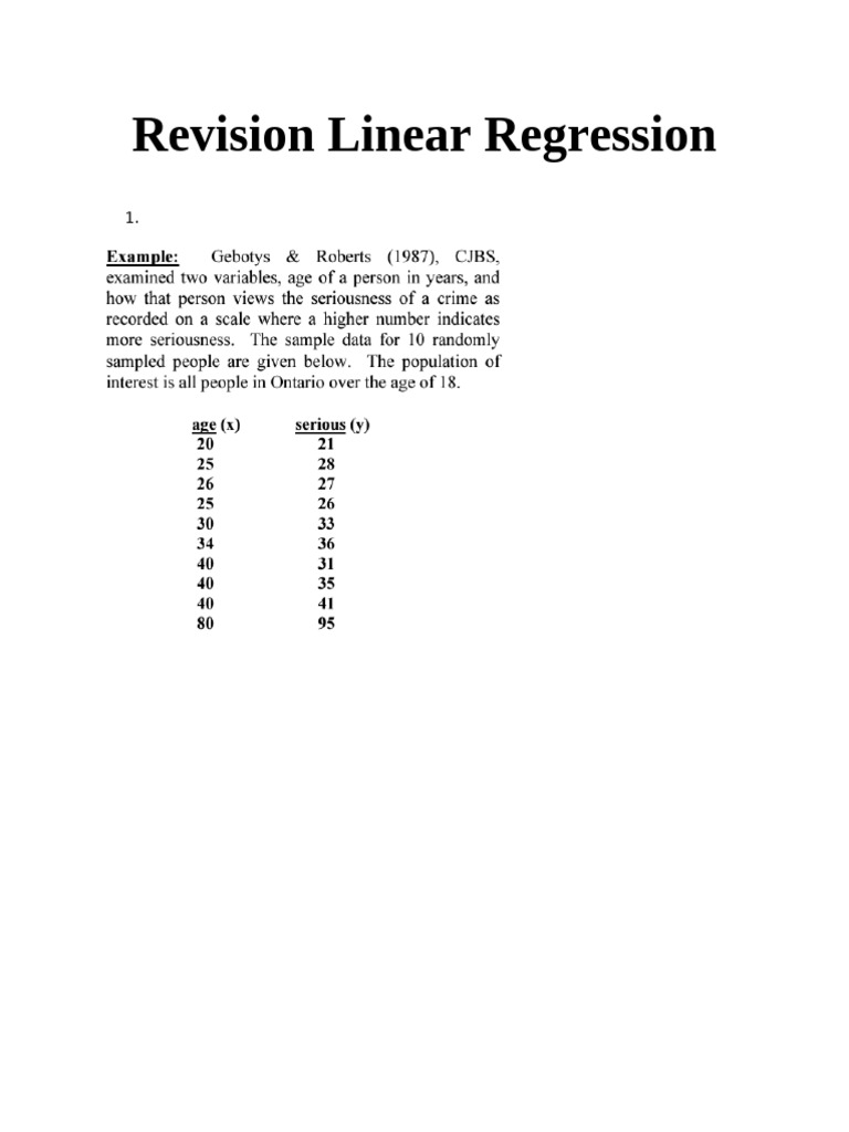 Revision_Exam1 Linear Regression | PDF