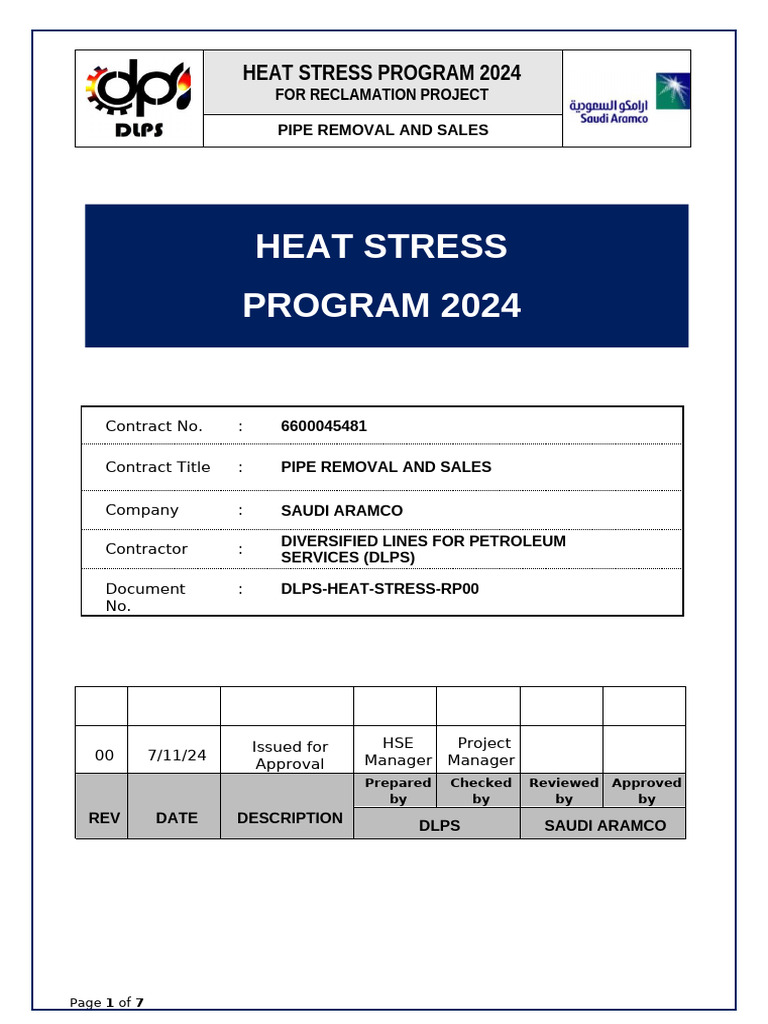 Heat Stress Management for 2024 Project | PDF | Hyperthermia | Clinical ...