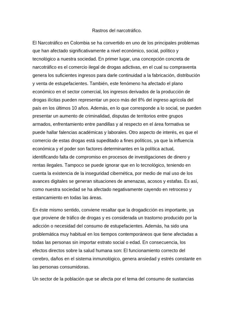 Impacto del narcotráfico en Colombia | PDF | Comercio ilegal de drogas ...