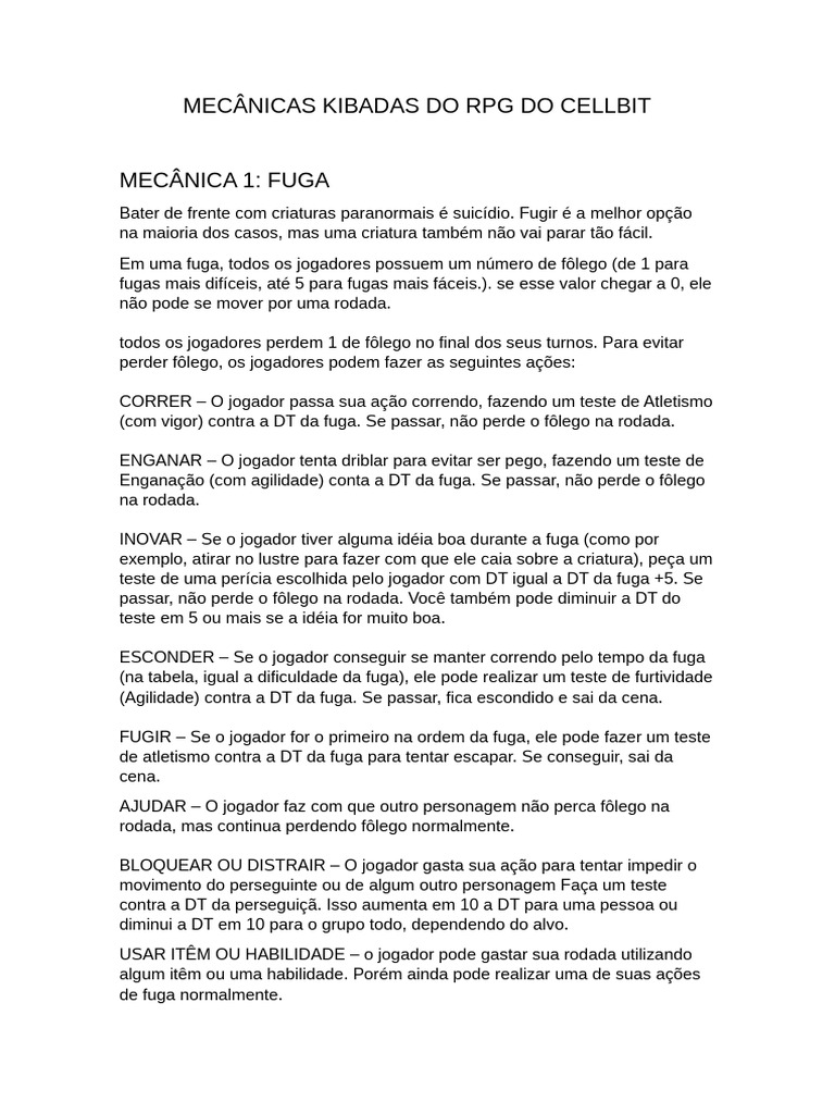 Mecânicas de Fuga e Furtividade RPG Cellbit | PDF | Jogos de RPG