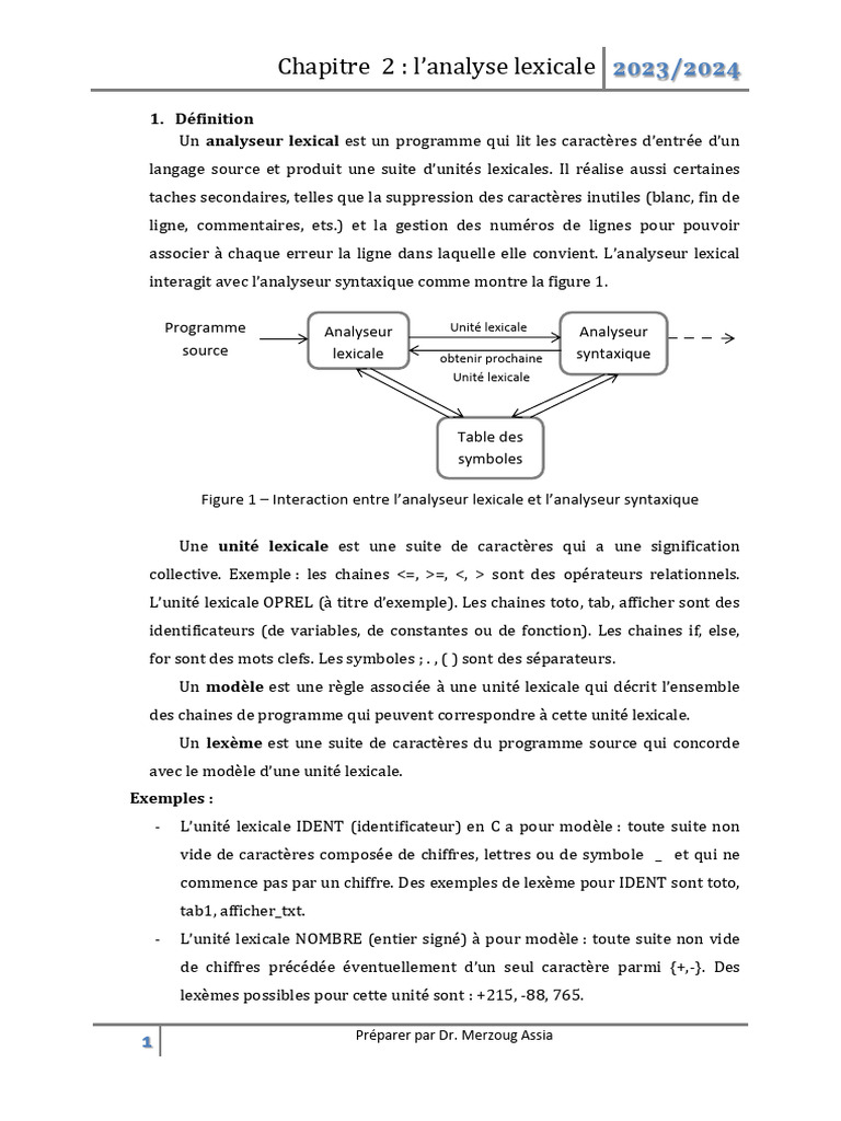 Analyse lexicale et automates finis | PDF | Analyse syntaxique ...