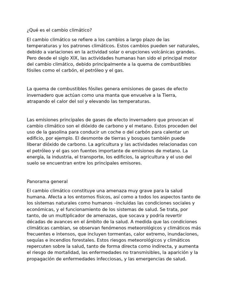 Qu es el cambio clim tico pdf gases de efecto invernadero cambio