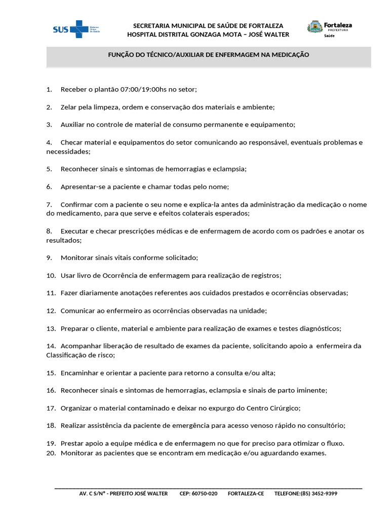 Funções do Técnico de Enfermagem em Fortaleza | PDF | Autoajuda | Bem-estar