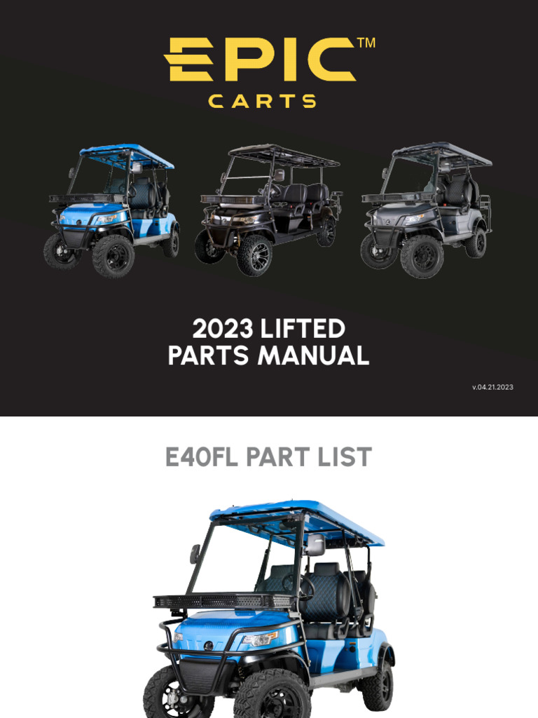EPIC E40FL Parts Manual 2023 | PDF | Axle | Screw