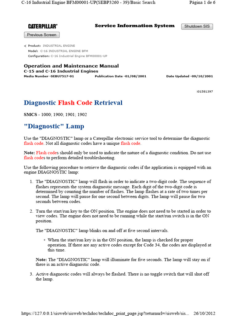 C-16 Industrial Engine Diagnostic Codes | PDF | Fuel Injection | Throttle
