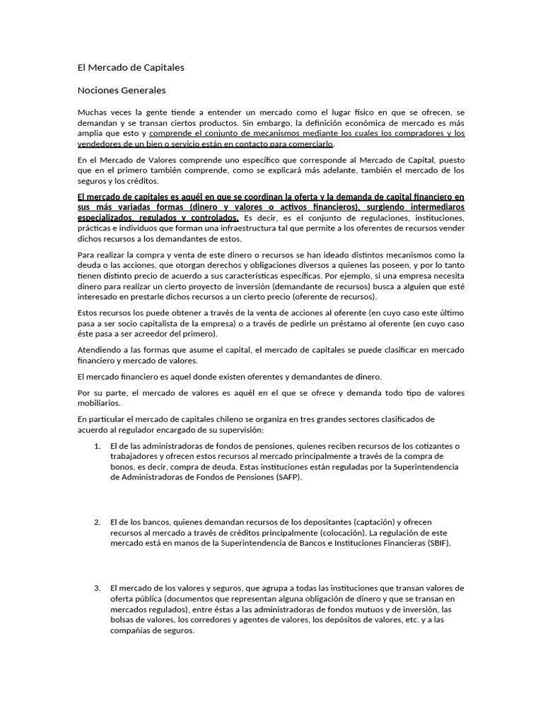 Introducción al Mercado de Capitales | PDF | Mercado (economía) | Bolsa ...