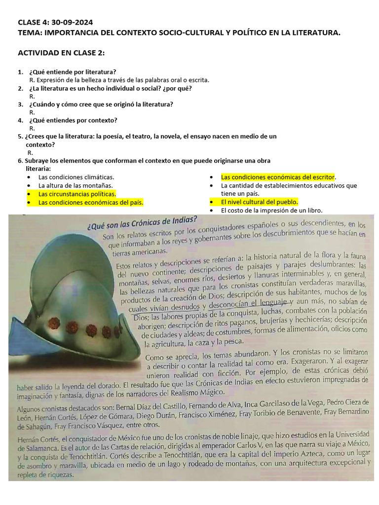 Clase 4 Len y Lit. 30-09-2024 2do Bgu | PDF | Historia