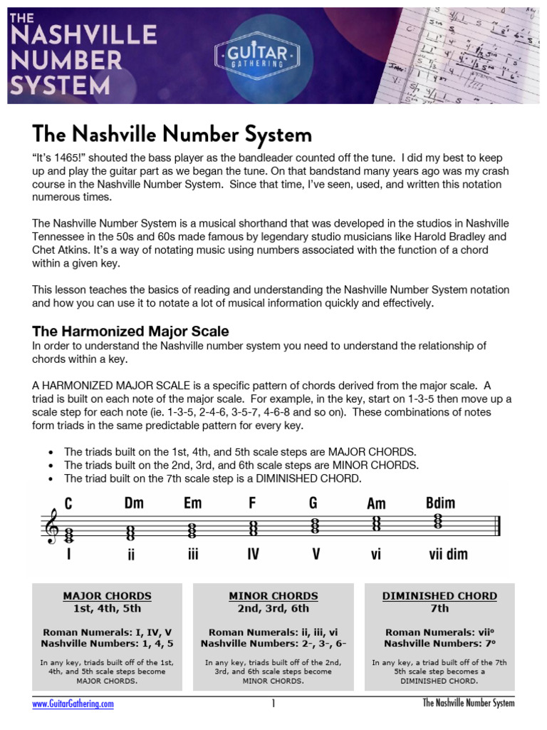 Nashville Number System FINAL | PDF | Chord (Music) | Harmony