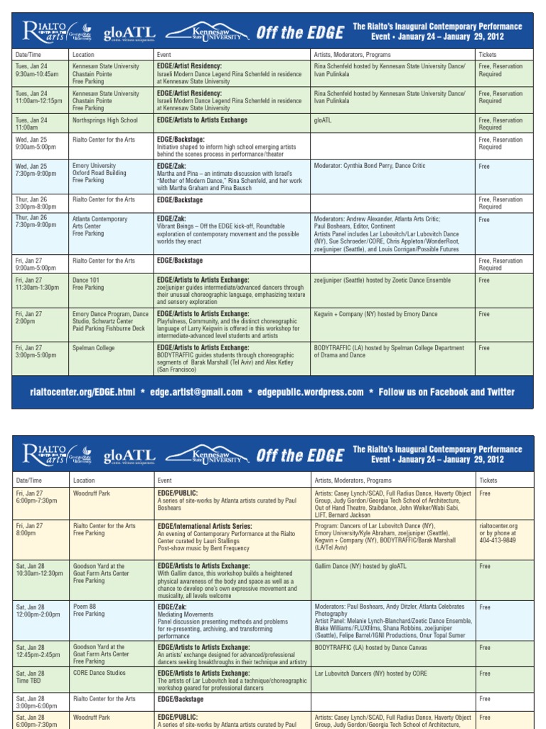 EDGE Schedule Flyer New | PDF | Dances | Performing Arts