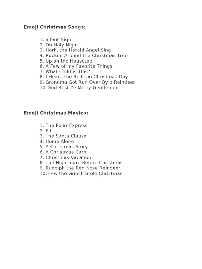 Emoji Christmas Songs PDF