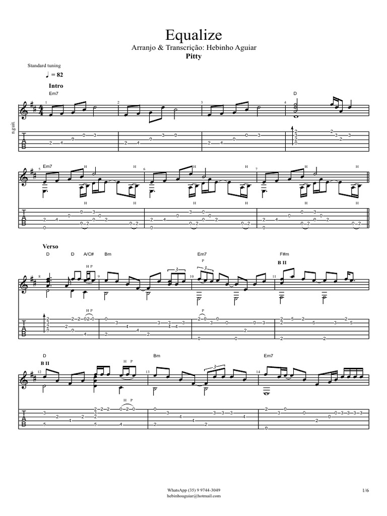 Equalize Pitty Fingerstyle Tablatura Partitura Pdf