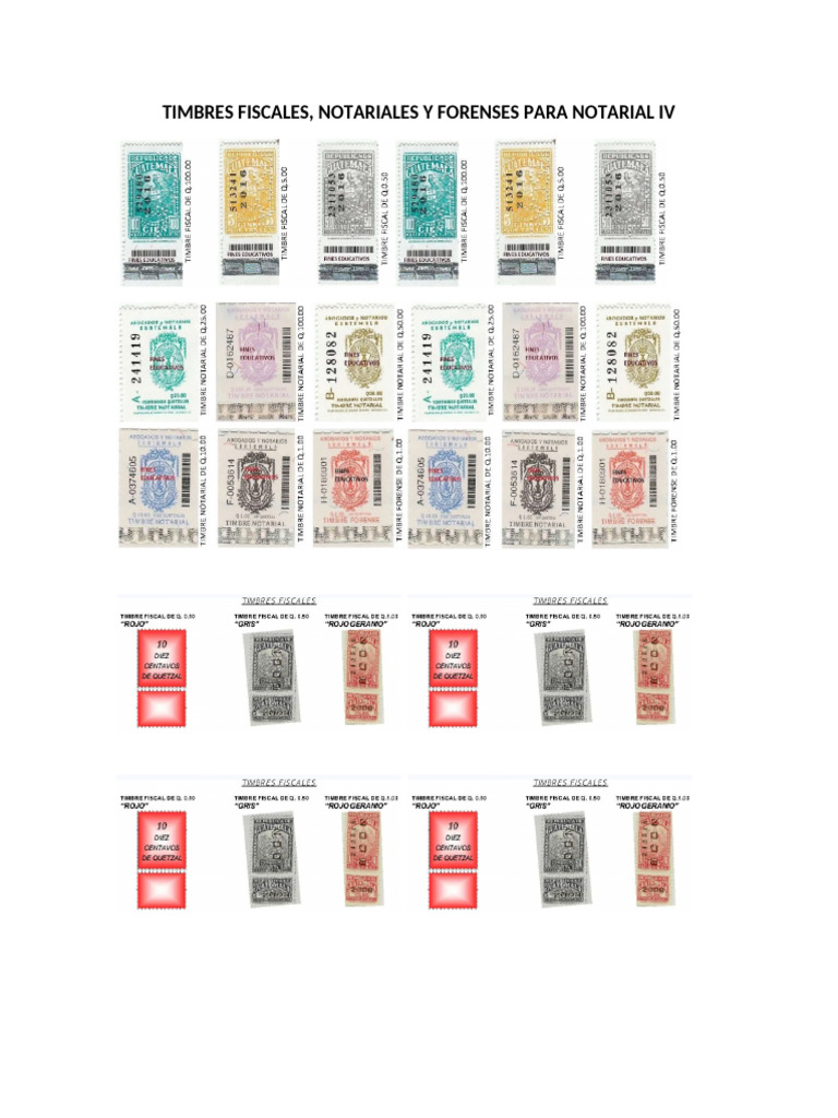 Timbres Fiscales y Notariales 2025 en Guatemala | PDF | Derecho ...