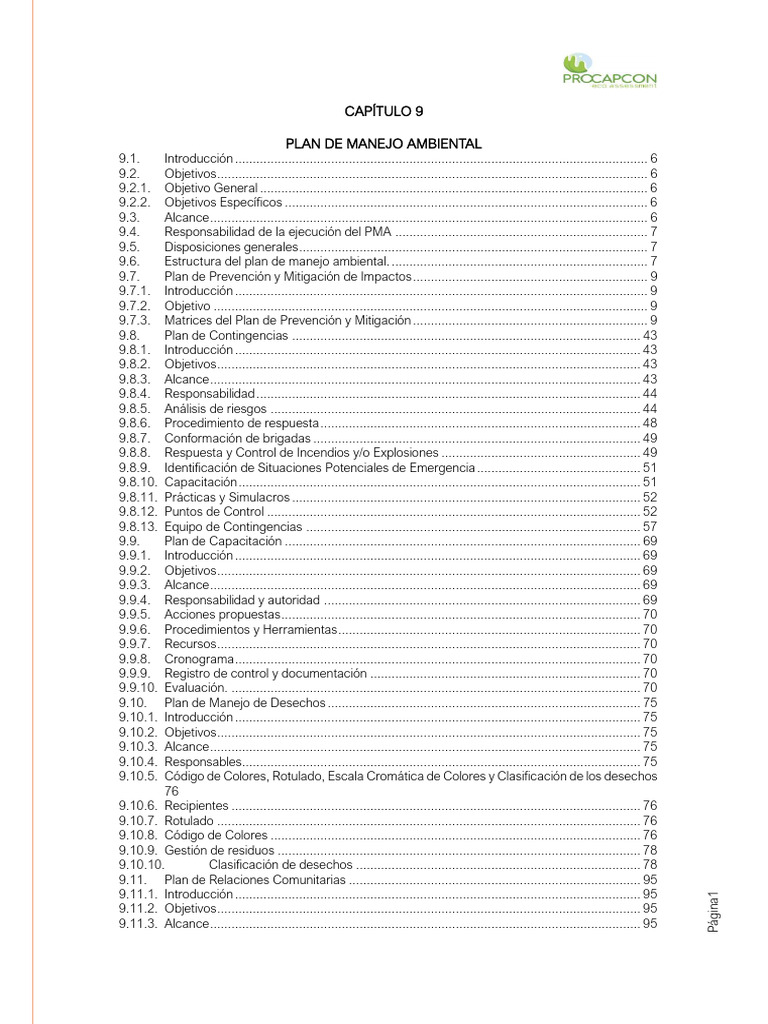 Capítulo 9. Plan de Manejo Ambiental | PDF | Entorno natural | Residuos