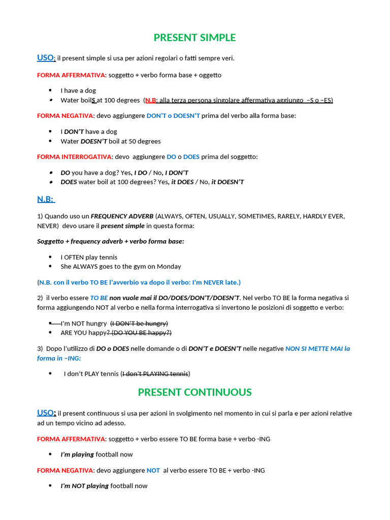 Tenses Rules in Italian | PDF