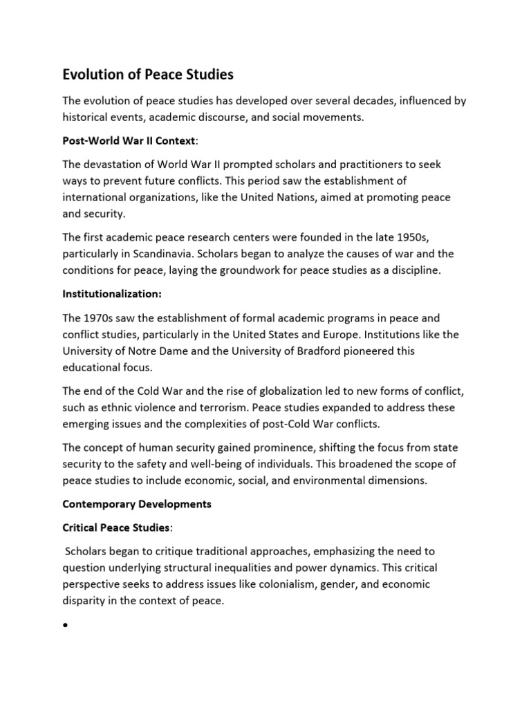 Evolution of Peace Studies | PDF