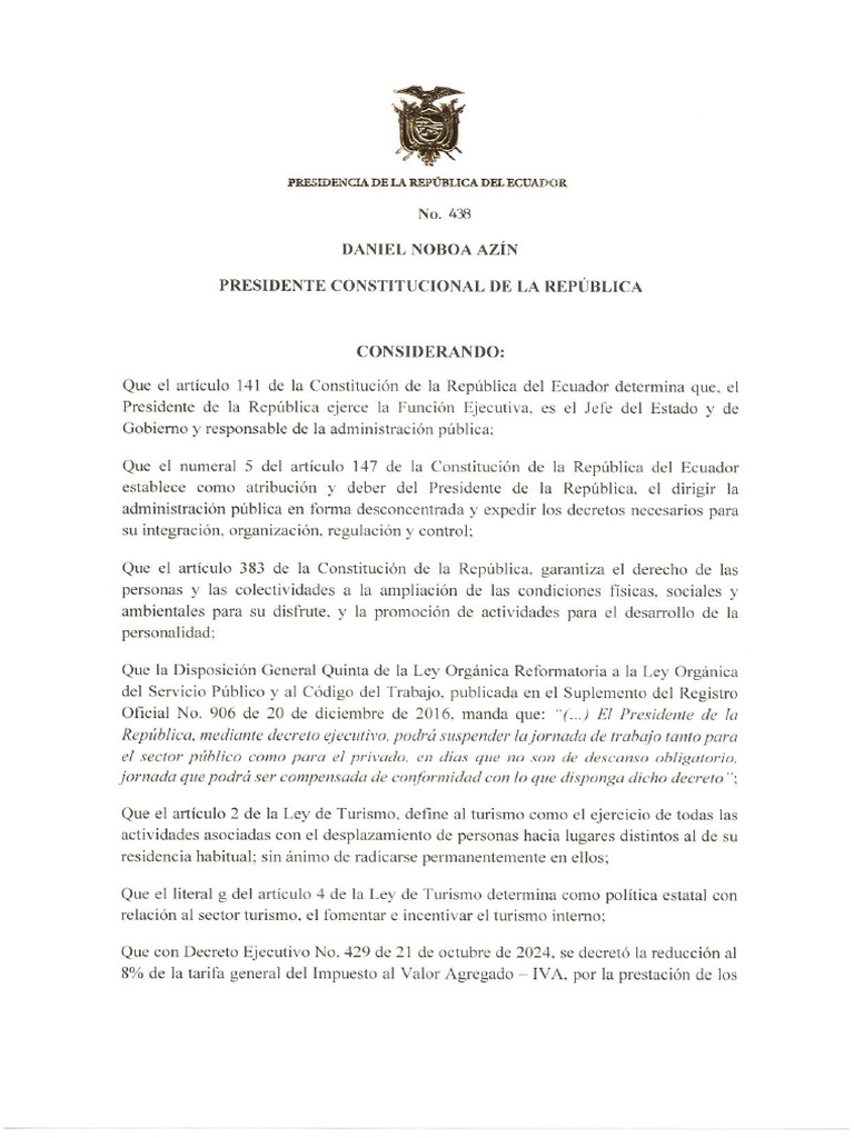 Decreto Ejecutivo No. 438 | PDF