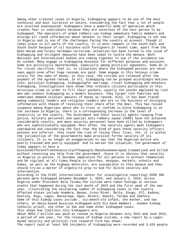 Understanding Kidnapping in Nigeria | PDF | Kidnapping | Violence
